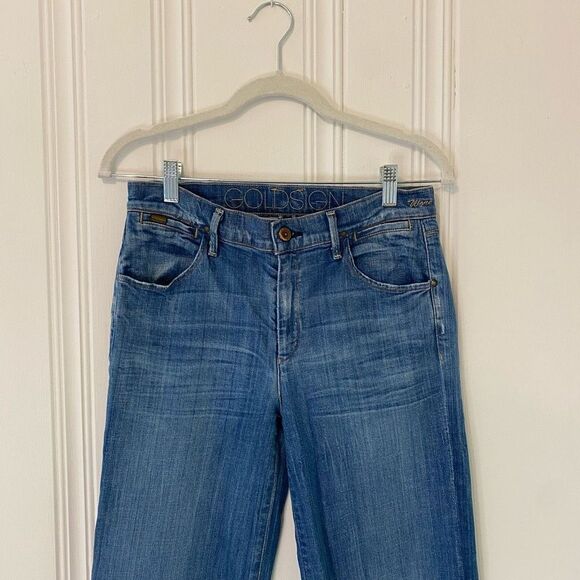 Goldsign Jeans "Wore" Blue Wide Leg Stretch Low Rise  Sz 28 - Picture 2 of 16